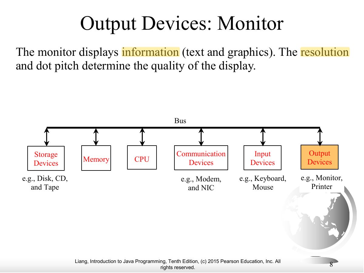 Slide 8: Output Devices: Monitor