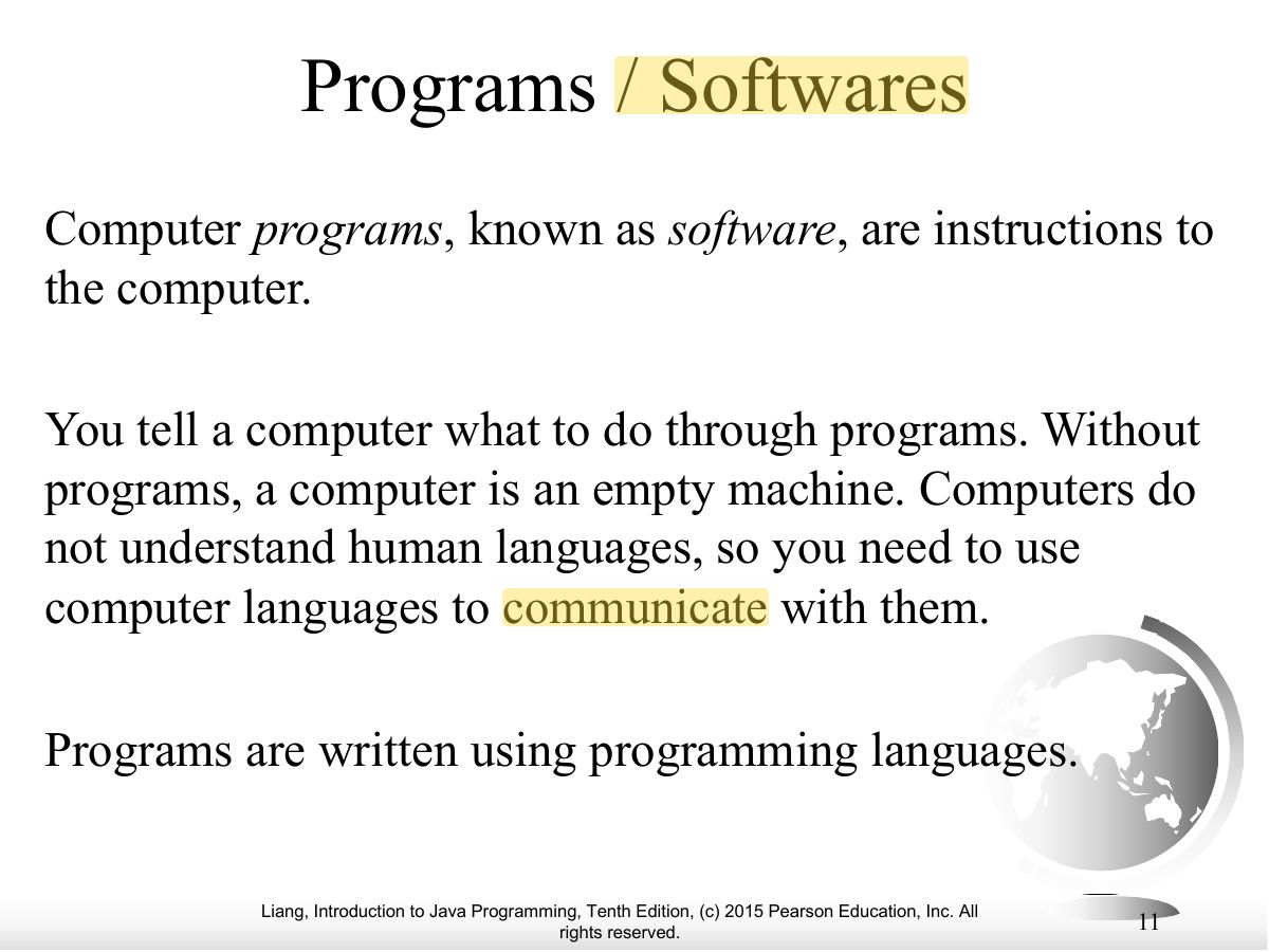 Slide 11: Programs / Softwares