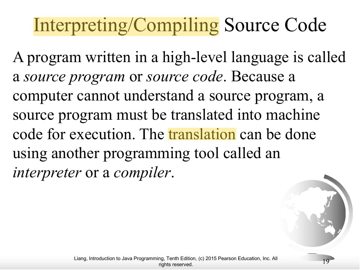 Slide 19: Interpreting/Compiling Source Code