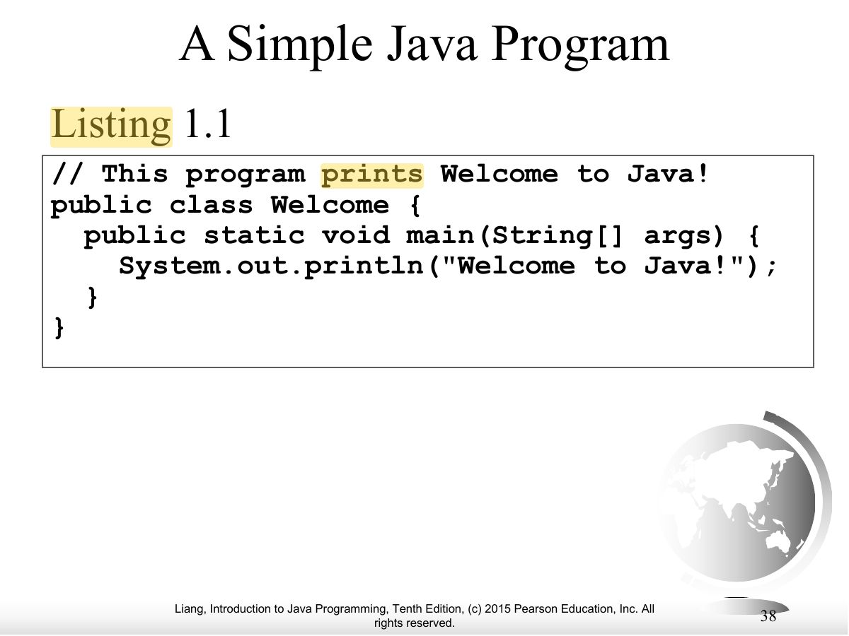 Slide 38: A Simple Java Program