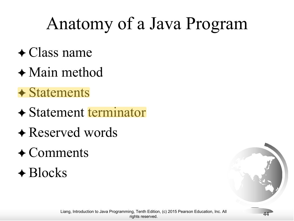 Slide 44: Anatomy of a Java Program