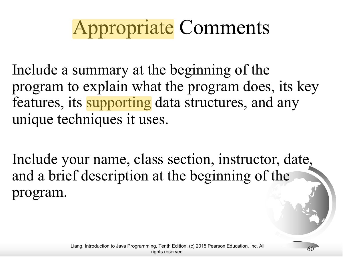 Slide 60: Appropriate Comments