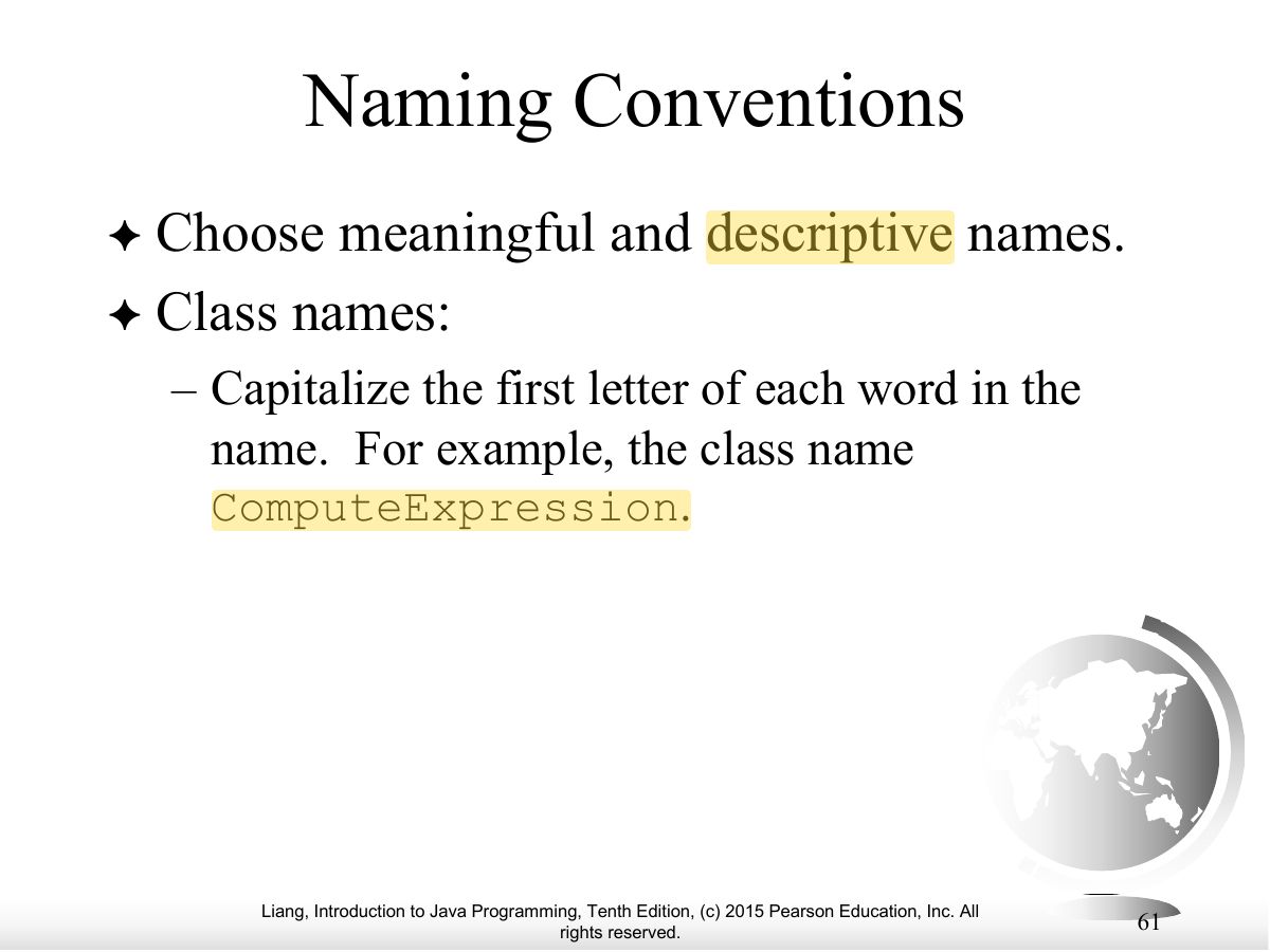 Slide 61: Naming Conventions