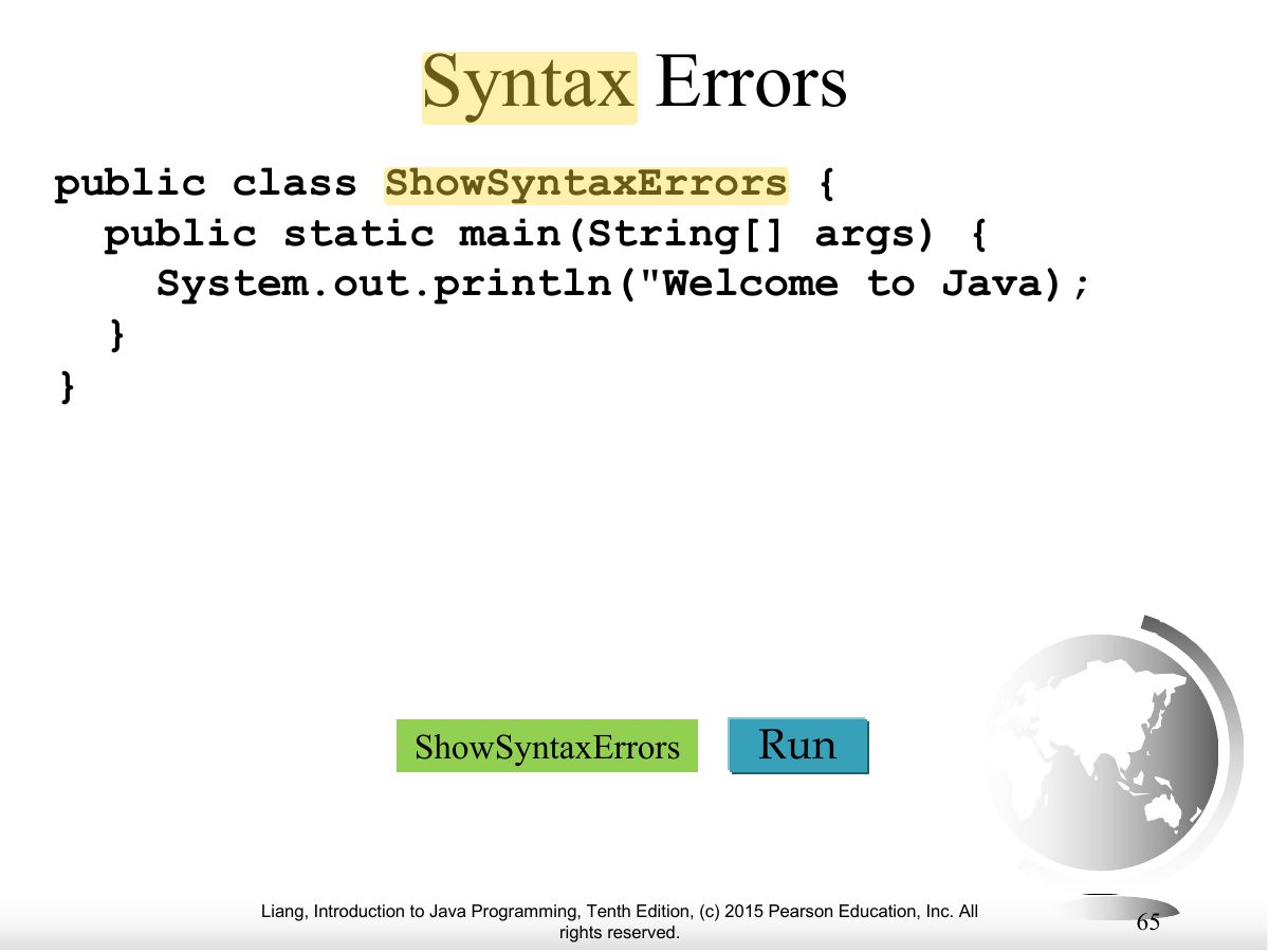 Slide 65: Syntax Errors