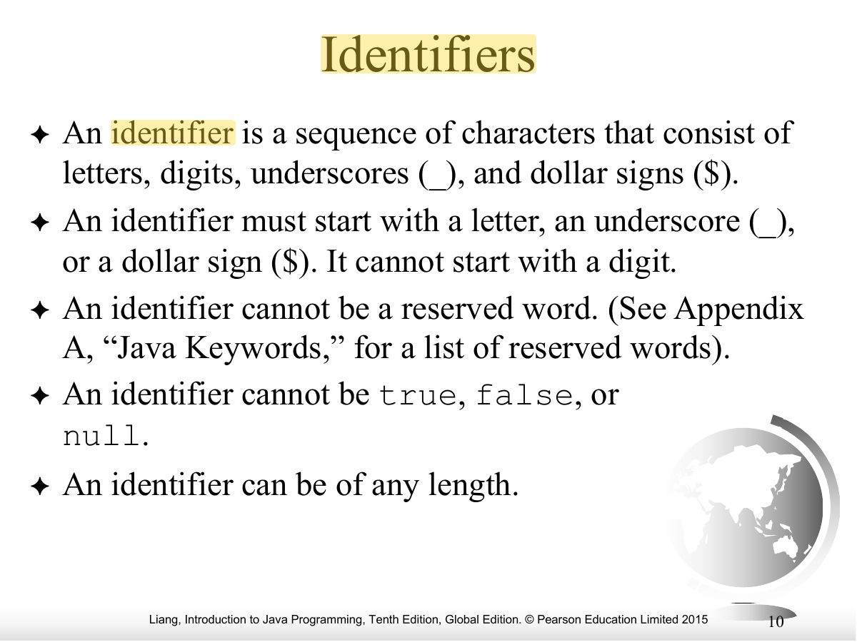 Slide 10: Identifiers