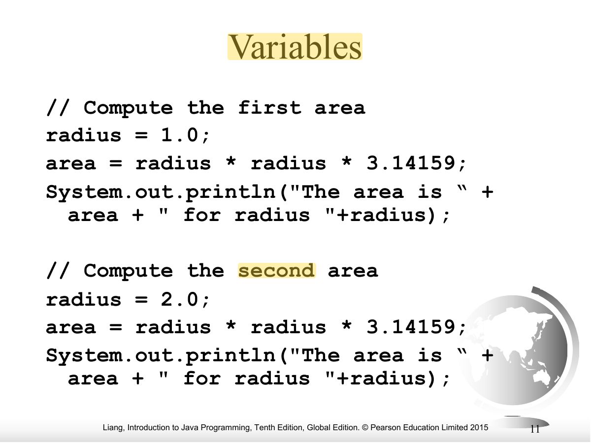 Slide 11: Variables