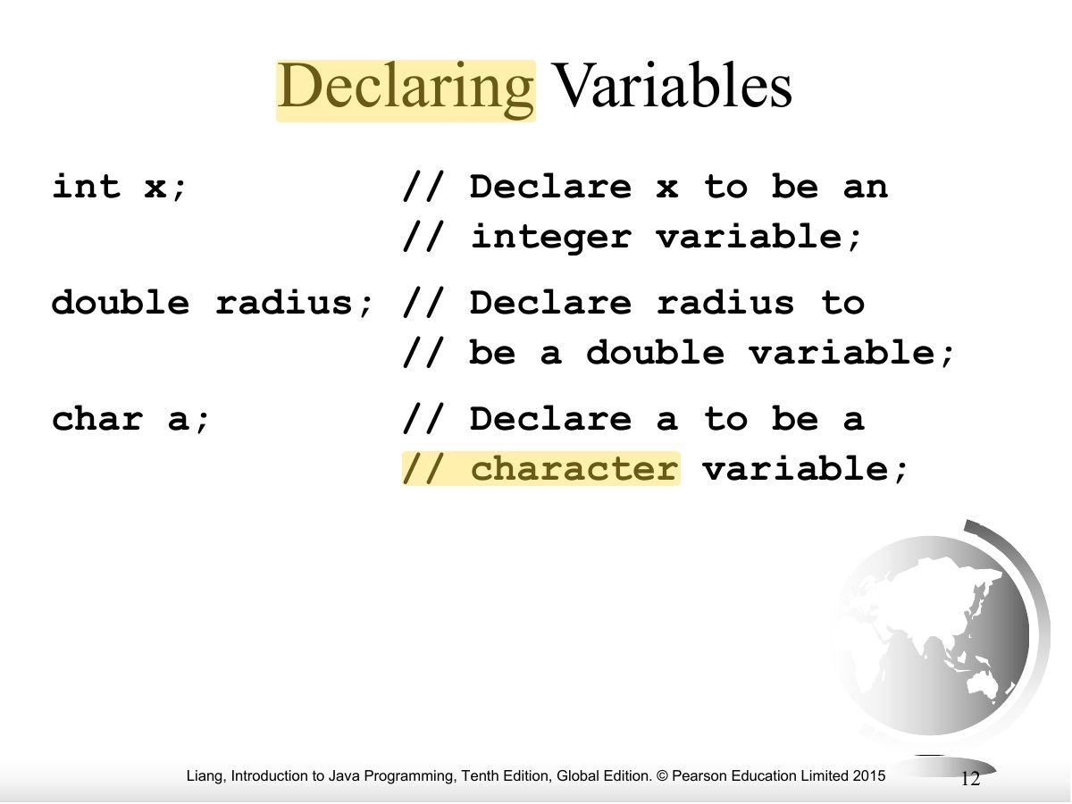 Slide 12: Declaring Variables