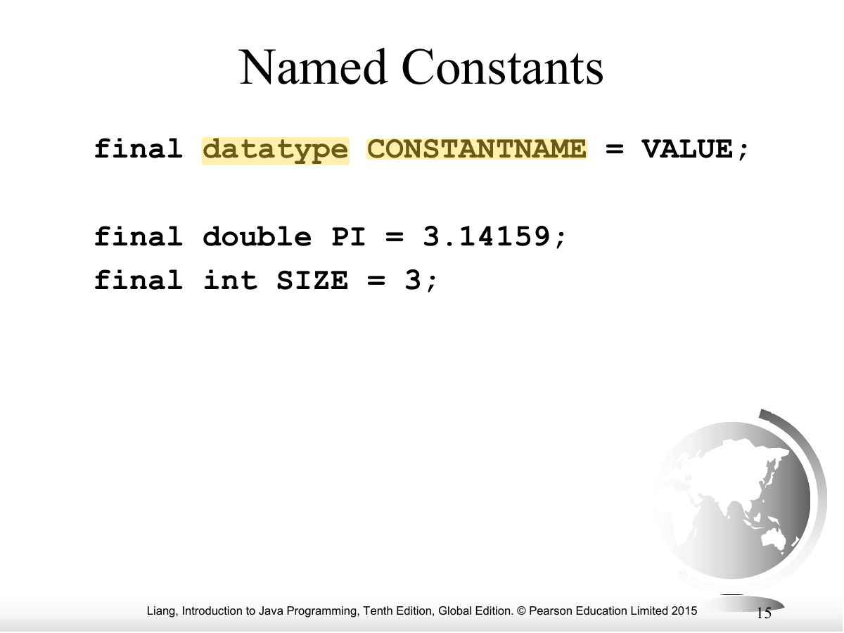 Slide 15: Named Constants