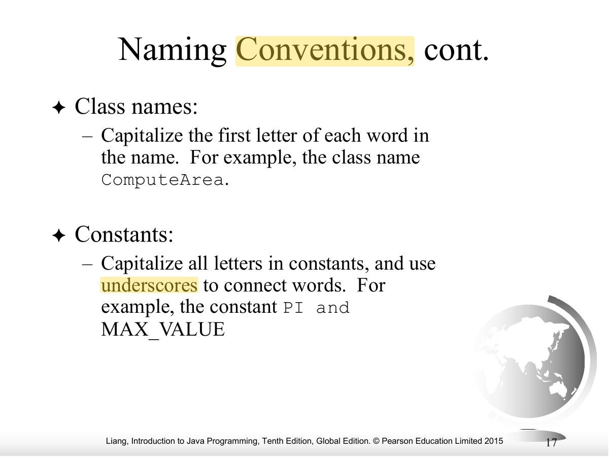 Slide 17: Naming Conventions, cont.