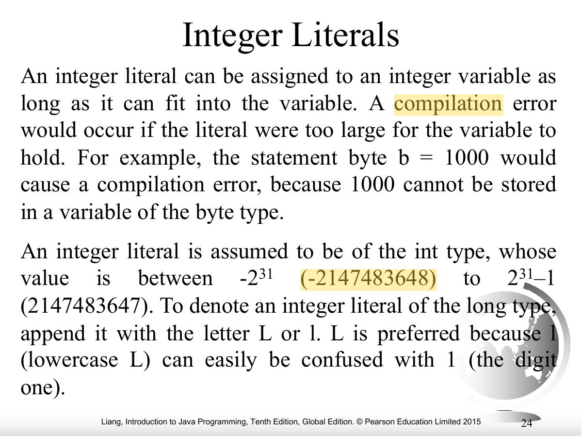 Slide 24: Integer Literals