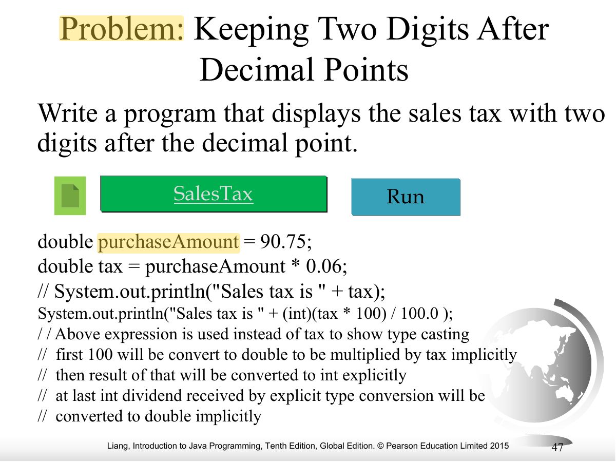Slide 47: Problem: Keeping Two Digits After Decimal Points