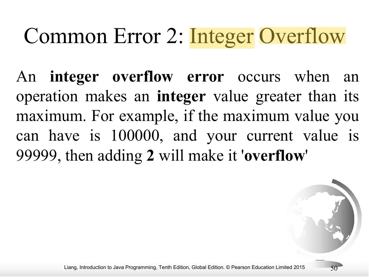 Slide 50: Common Error 2: Integer Overflow