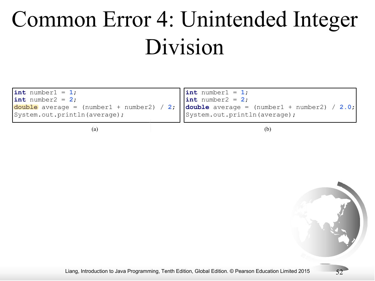 Slide 52: Common Error 4: Unintended Integer Division