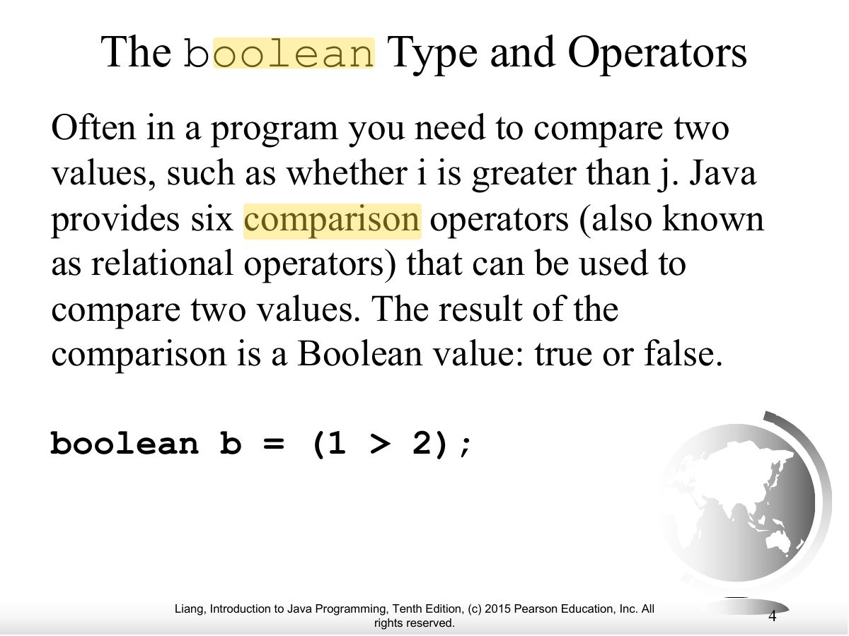 Slide 4: boolean The Type and Operators