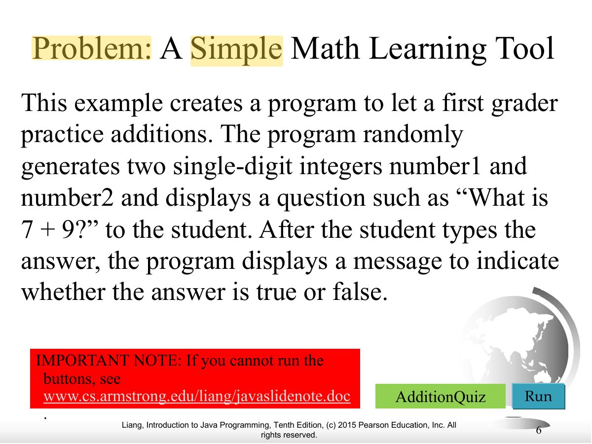 Slide 6: Problem: A Simple Math Learning Tool
