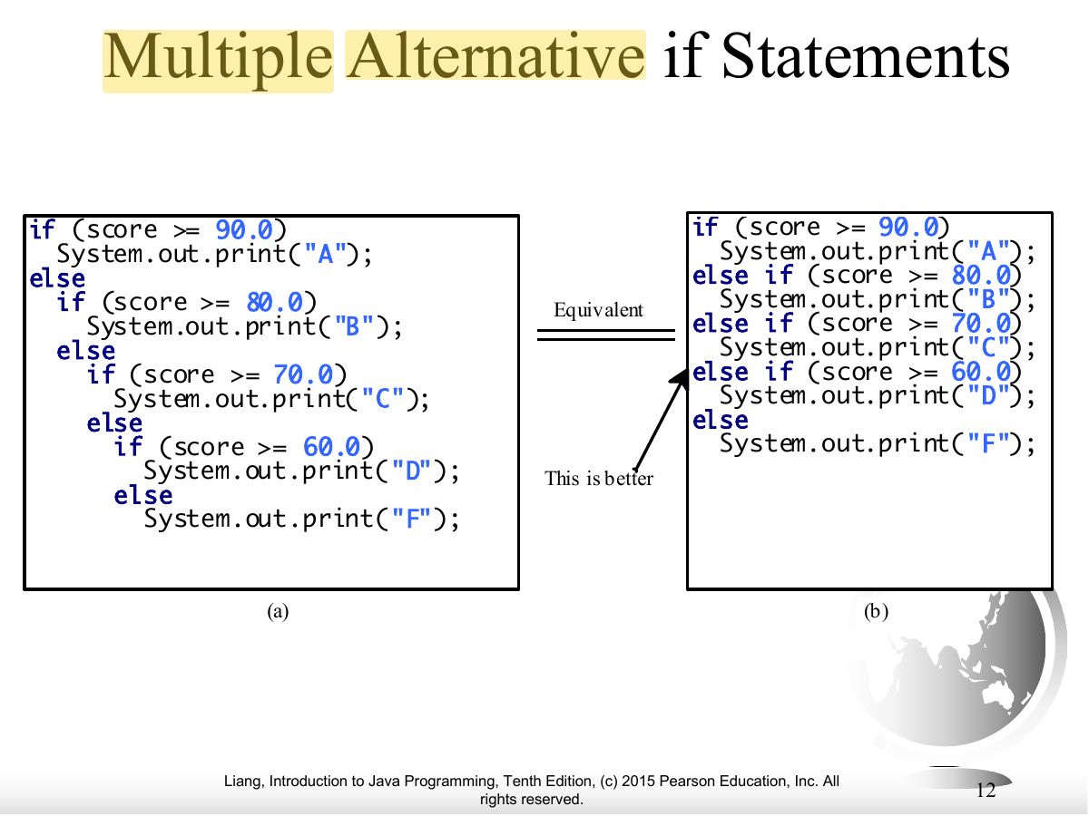 Slide 12: Multiple Alternative if Statements