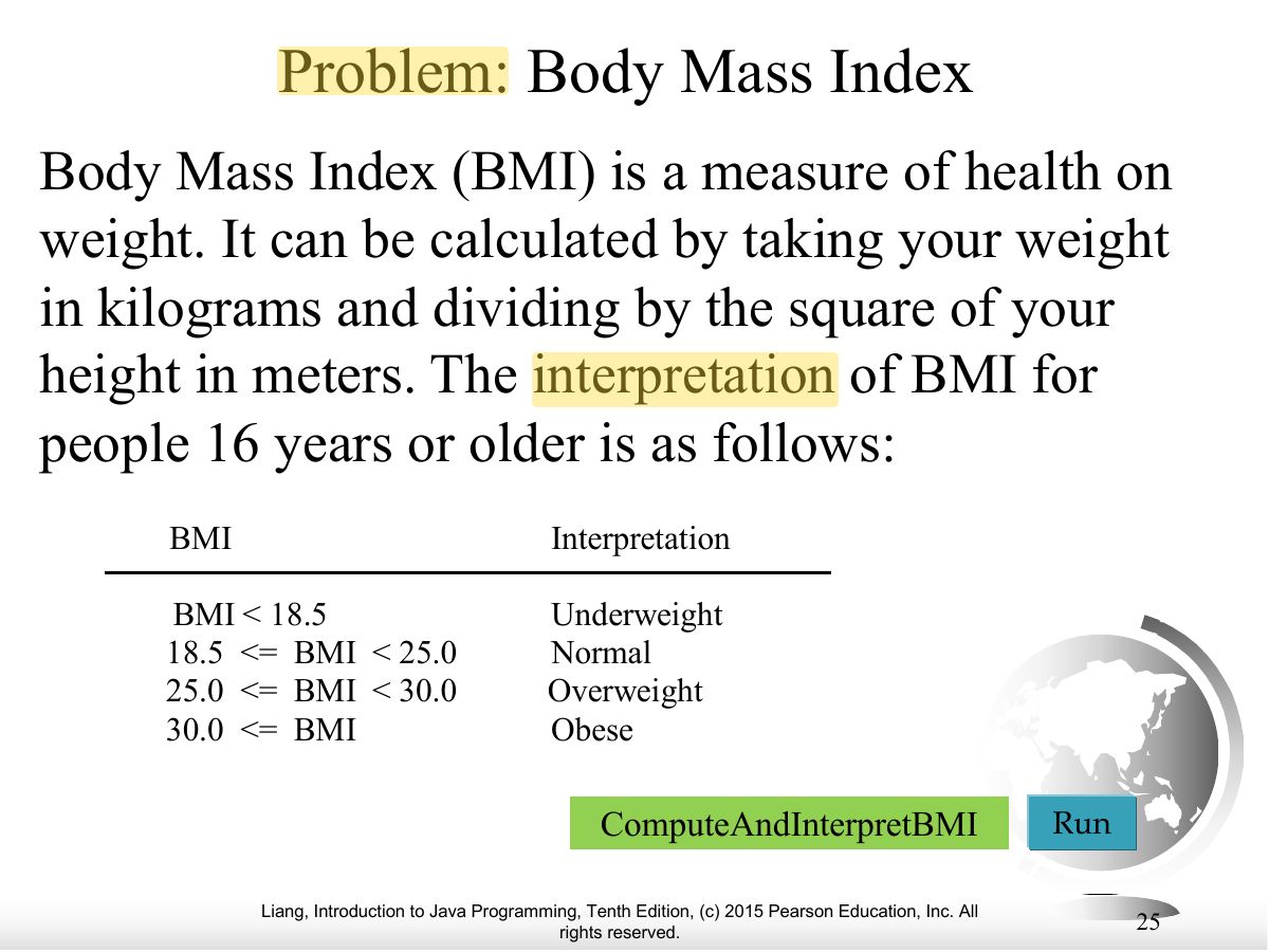 Slide 25: Problem: Body Mass Index