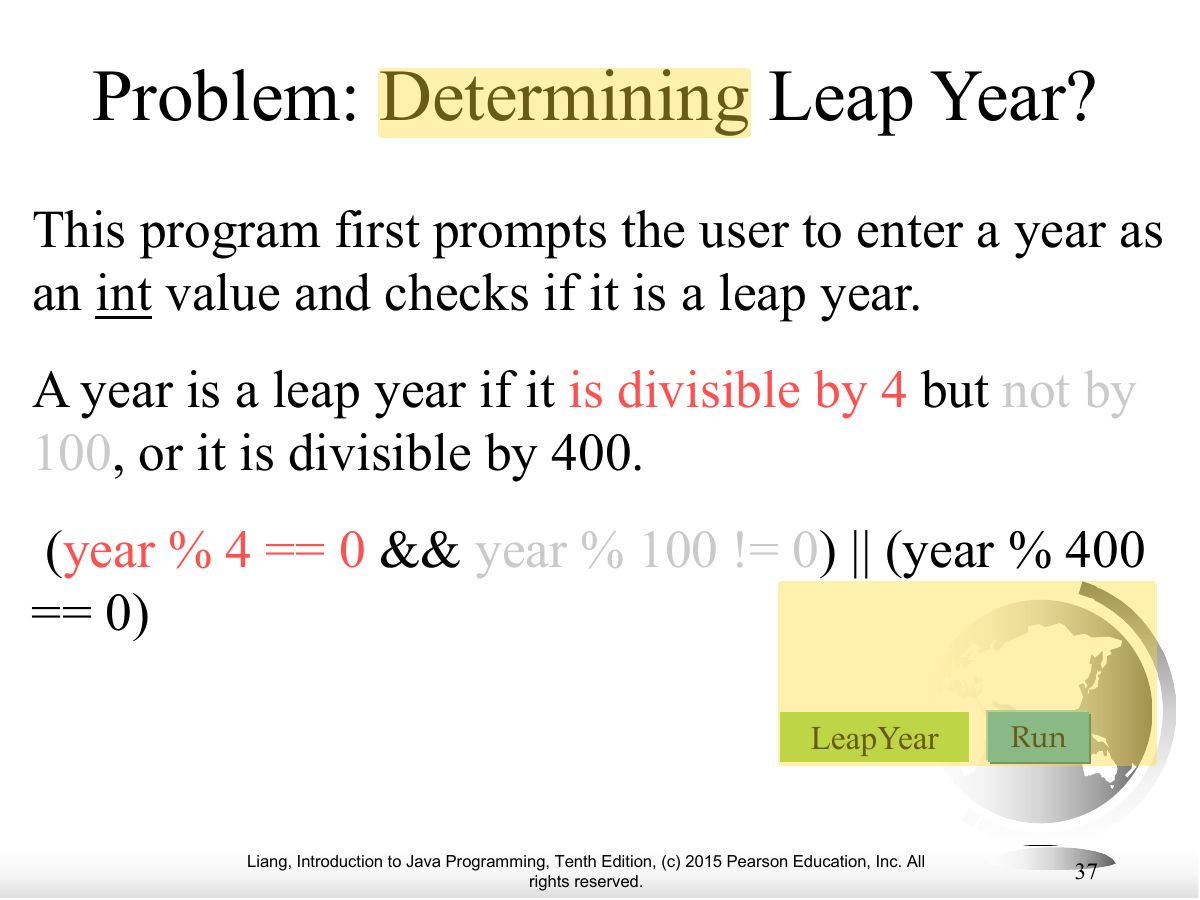 Slide 37: Problem: Determining Leap Year?