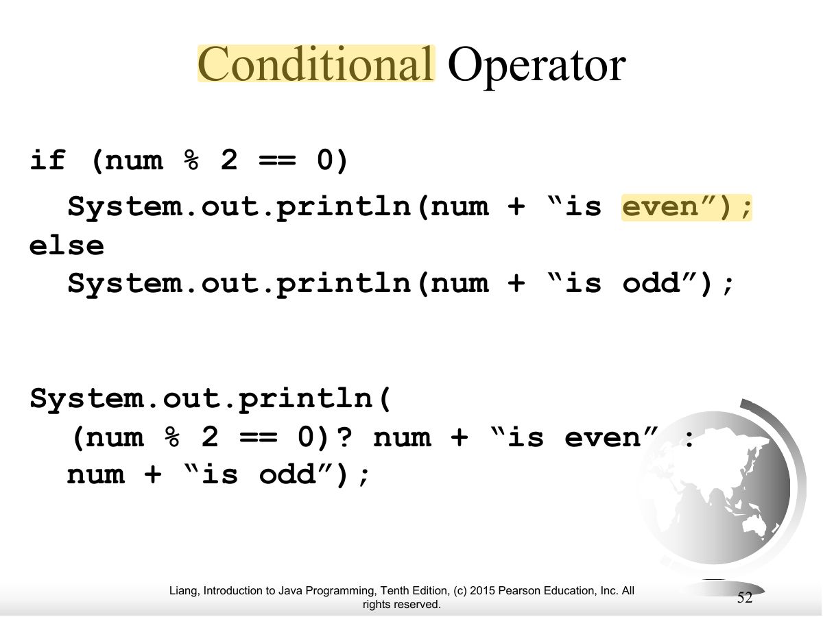 Slide 52: Conditional Operator
