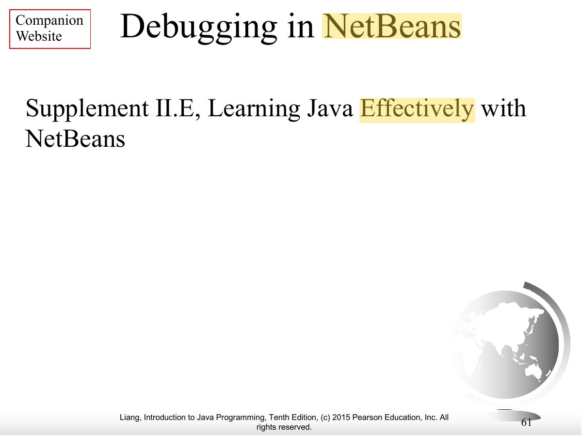 Slide 61: Debugging in NetBeans