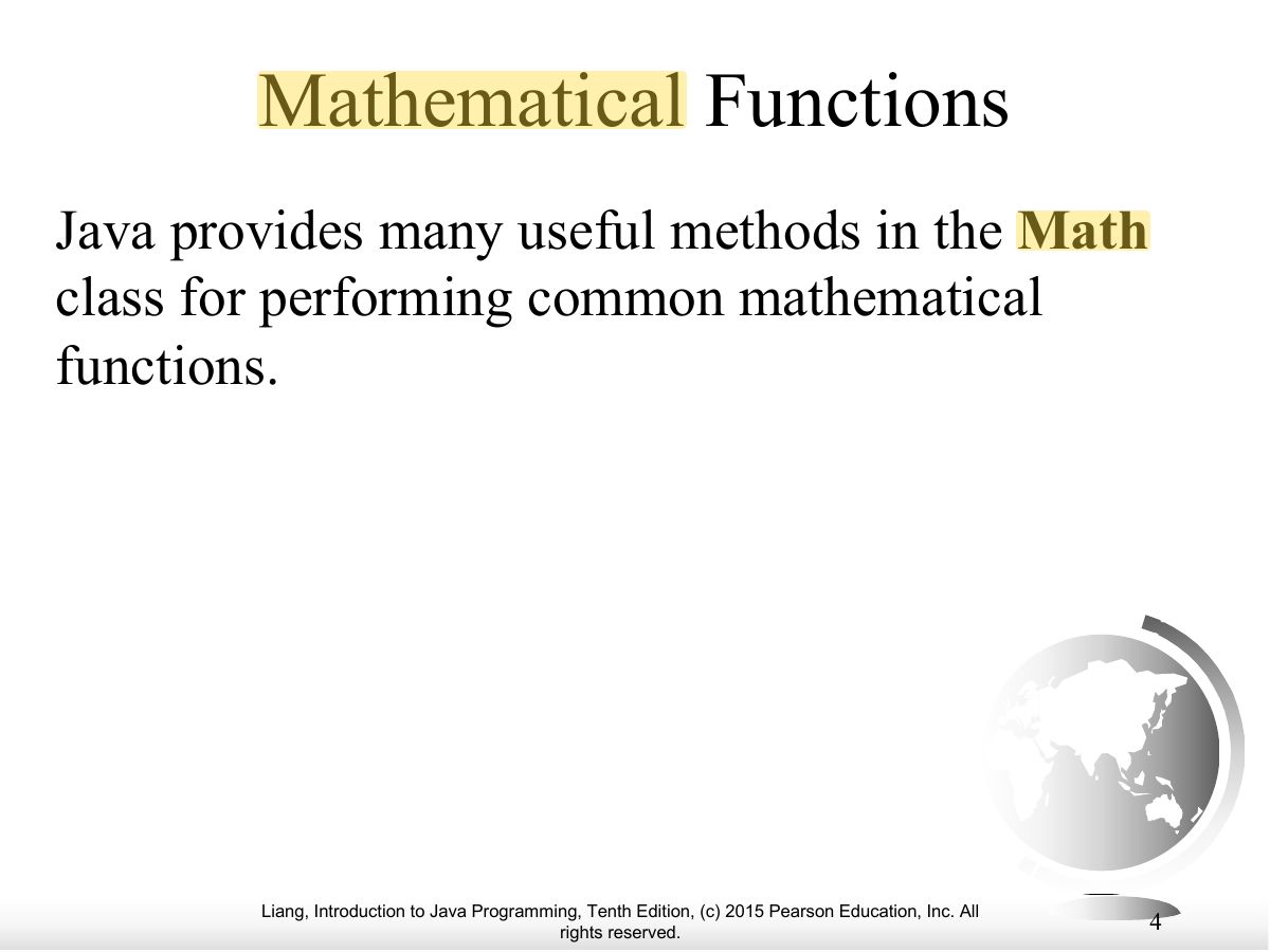 Slide 4: Mathematical Functions