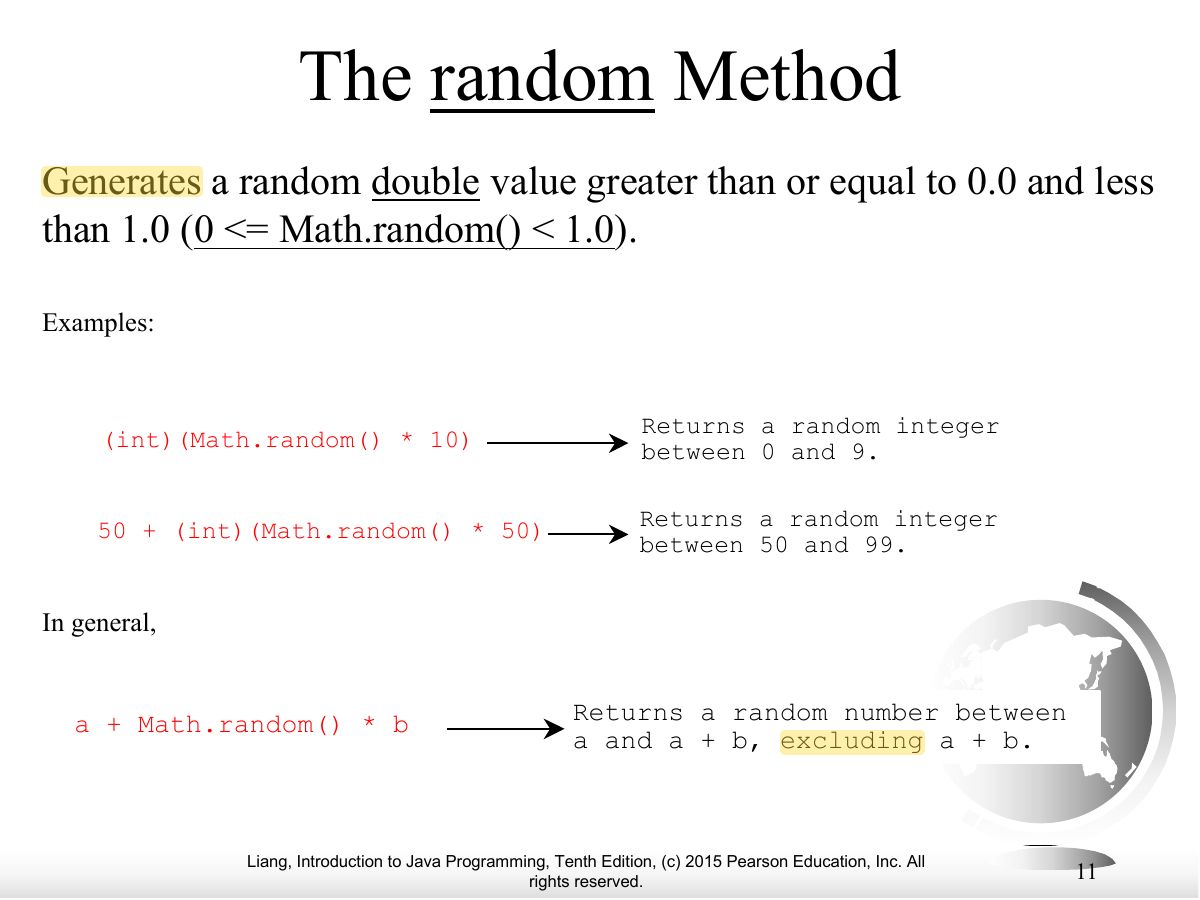 Slide 11: The random Method