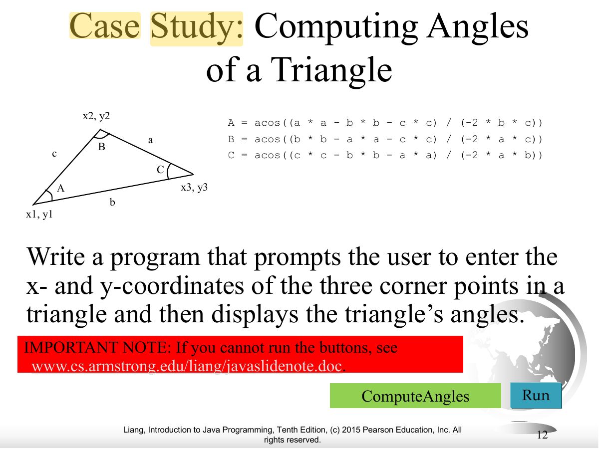 Slide 12: Case Study: Computing Angles of a Triangle