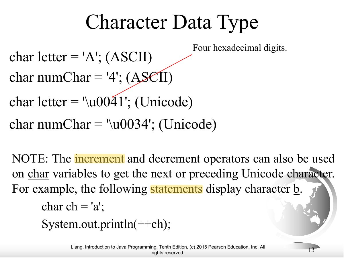 Slide 13: Character Data Type