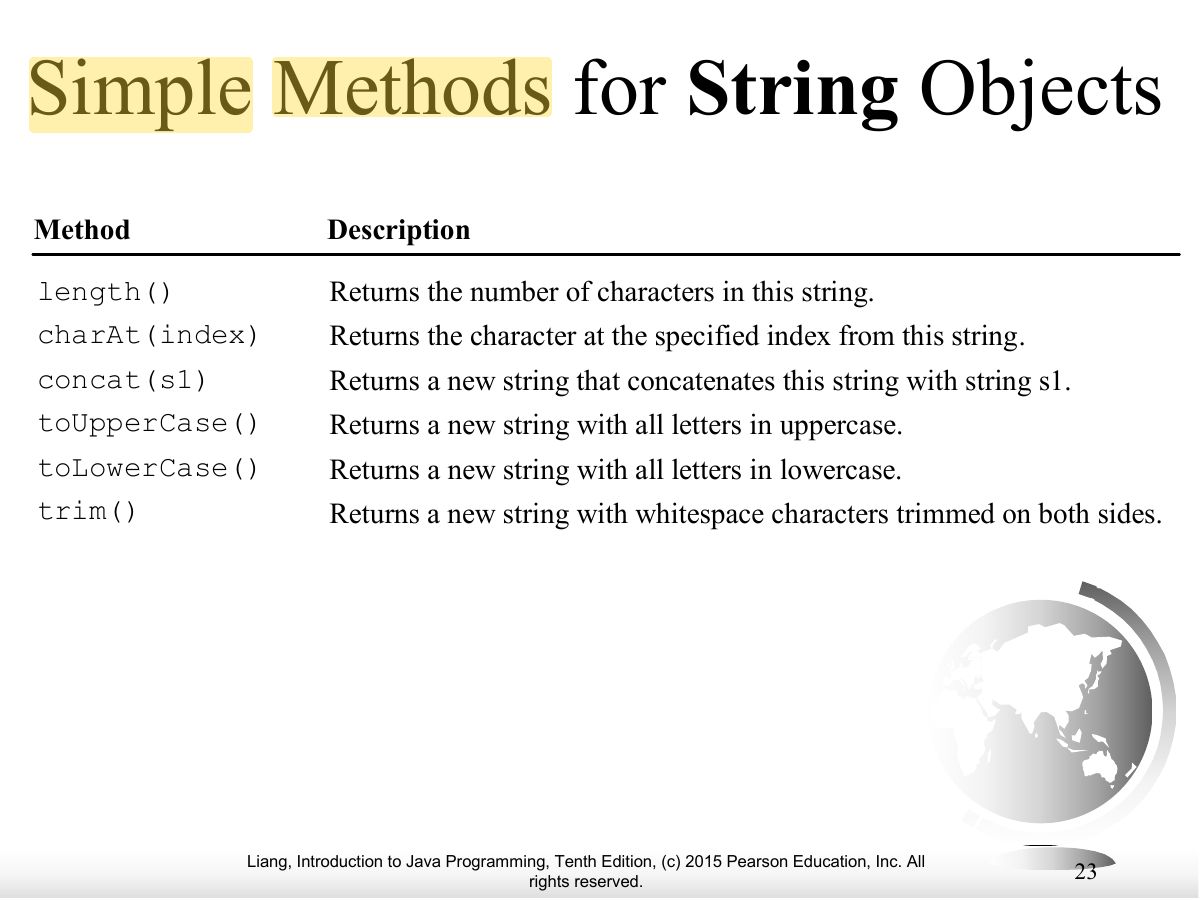 Slide 23: Simple Methods for String Objects
