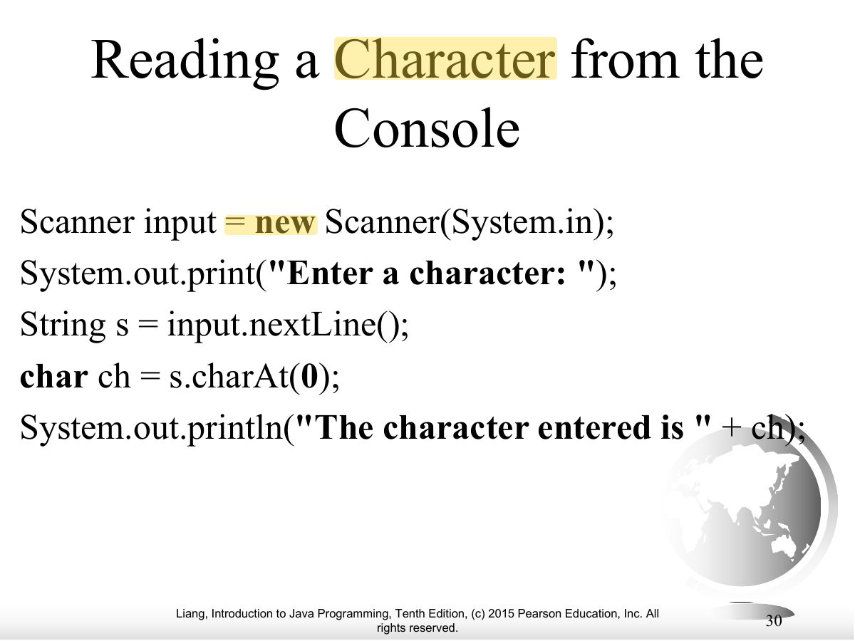 Slide 30: Reading a Character from the Console