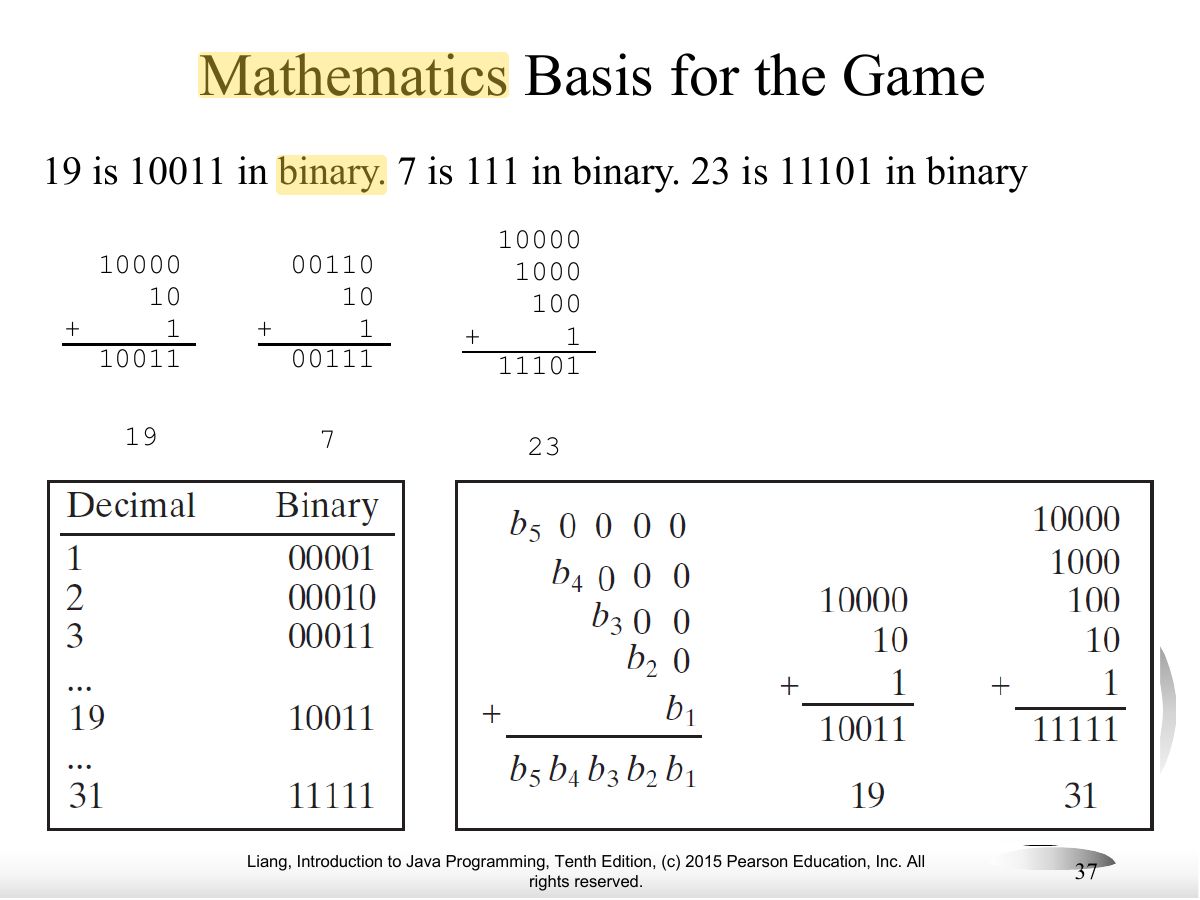 Slide 37: Mathematics Basis for the Game