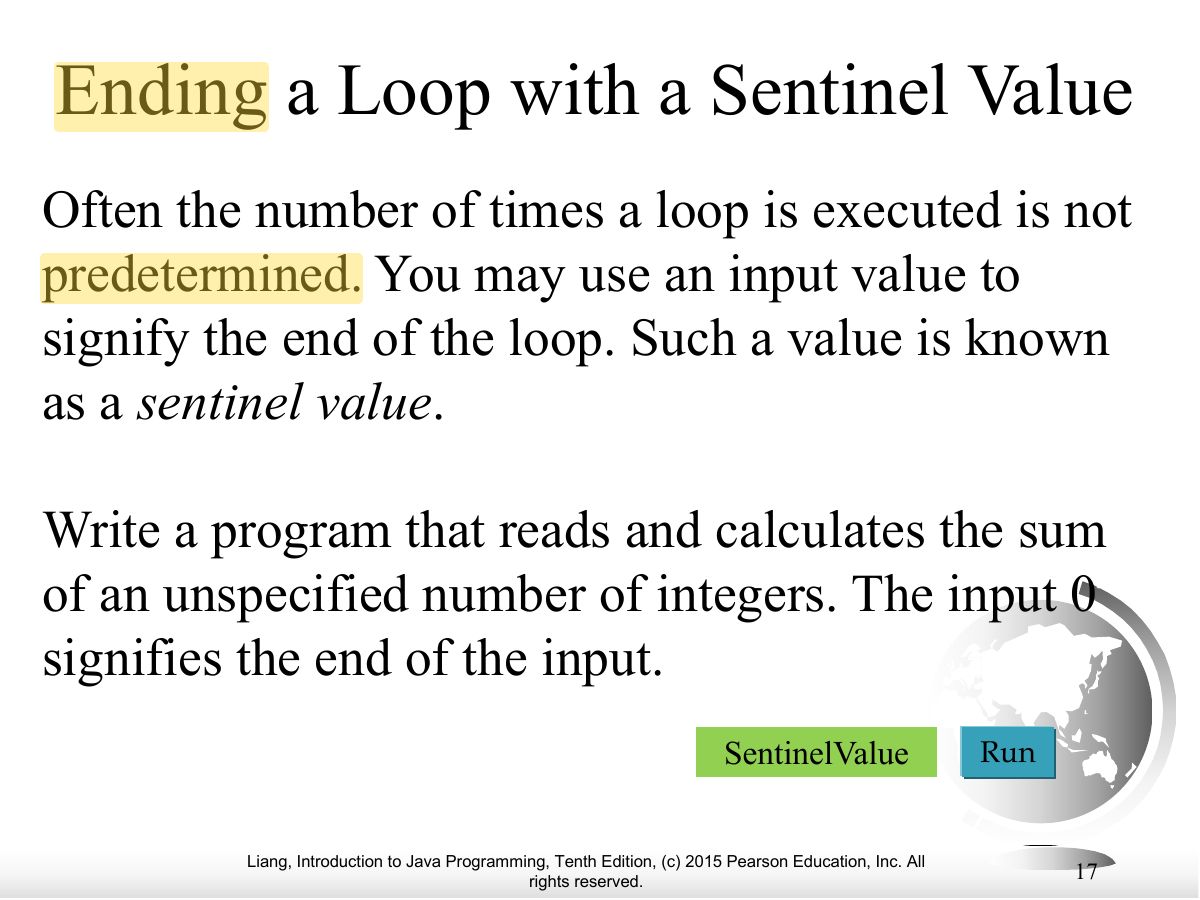 Slide 17: Ending a Loop with a Sentinel Value