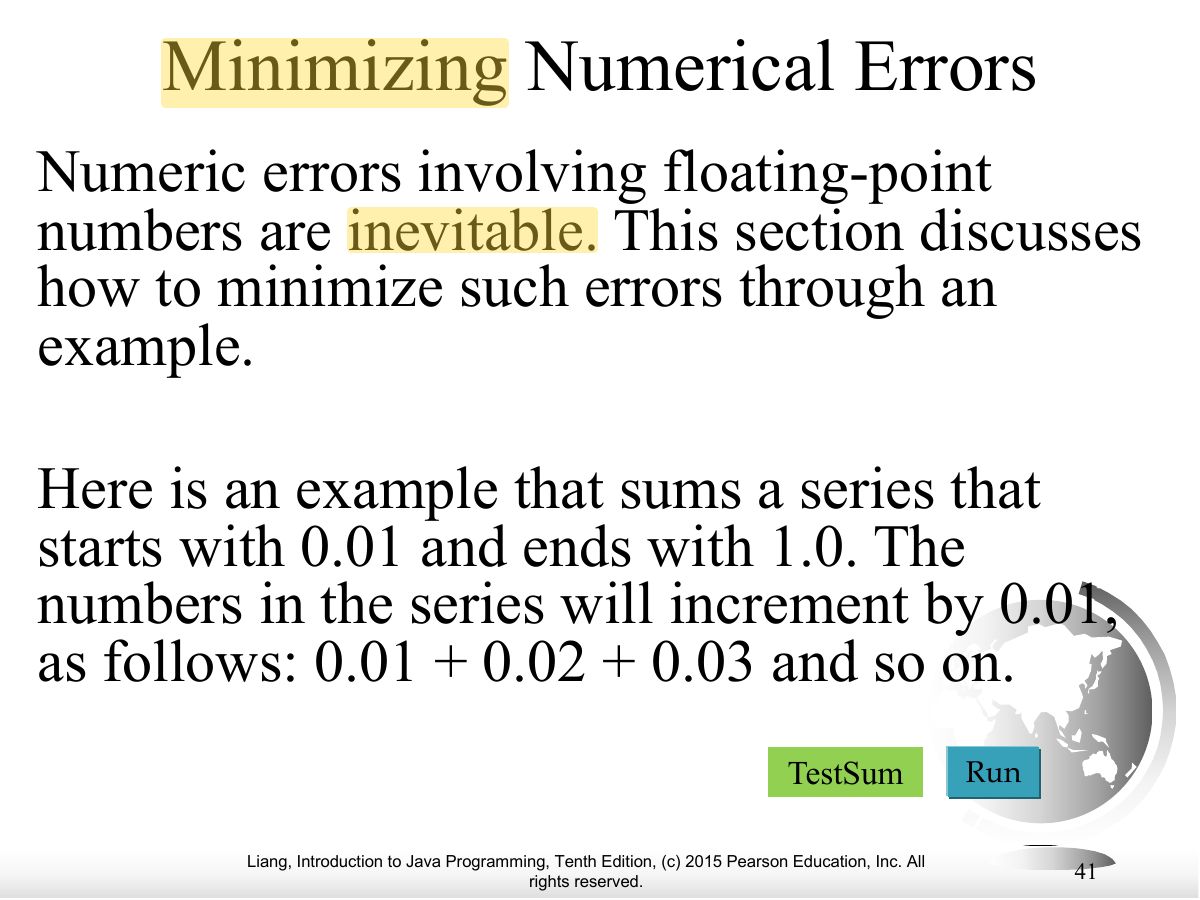 Slide 41: Minimizing Numerical Errors