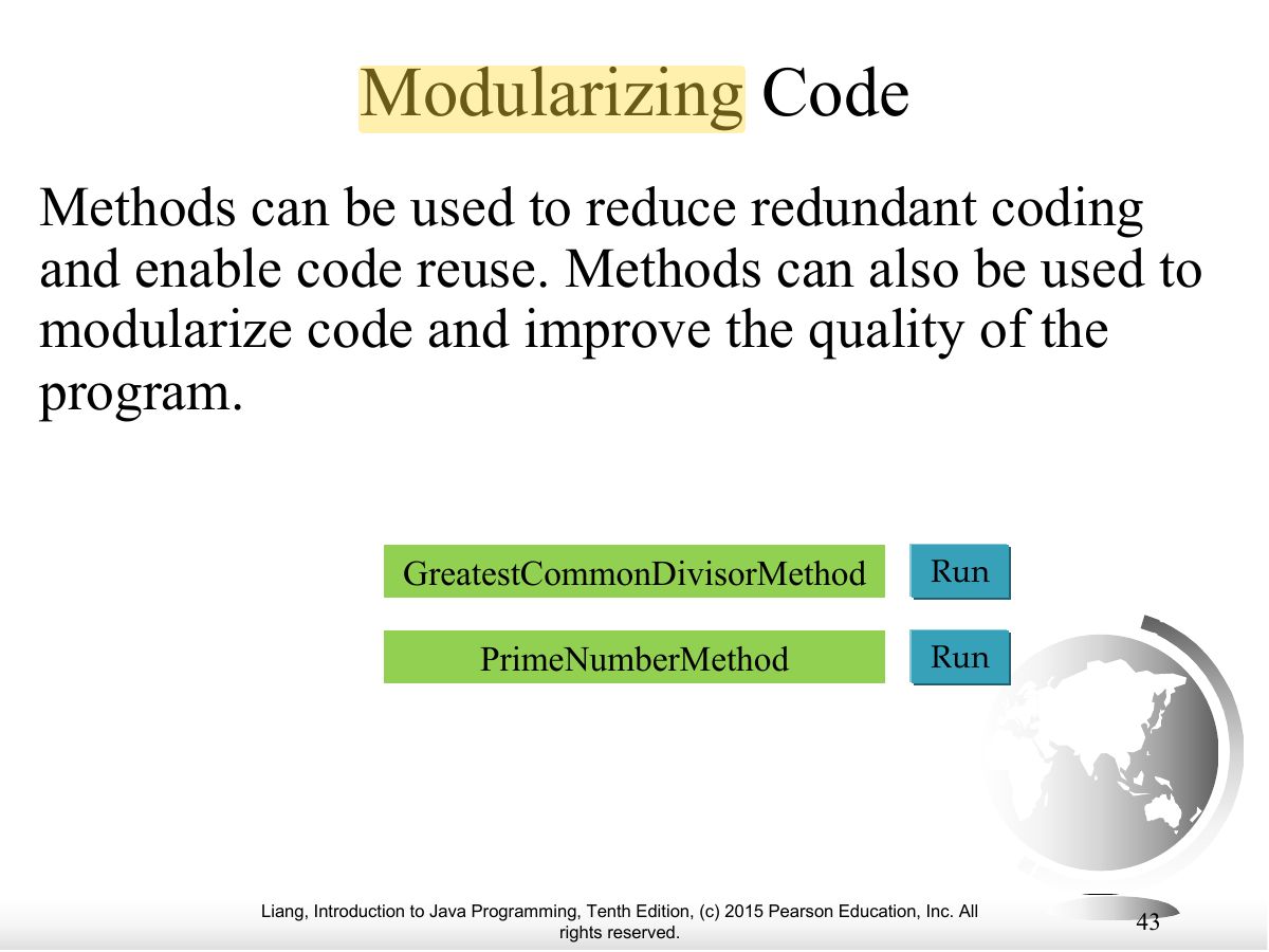 Slide 42: Modularizing Code