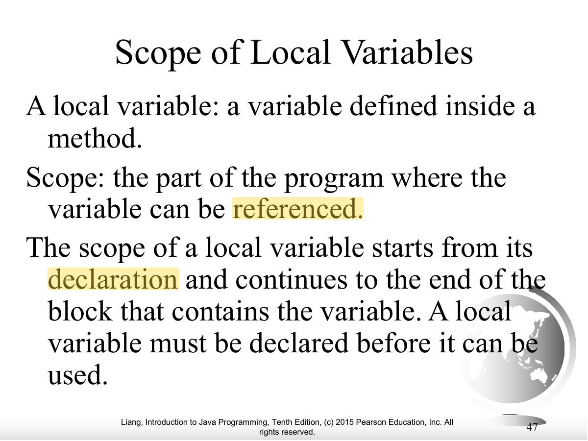 Slide 46: Scope of Local Variables