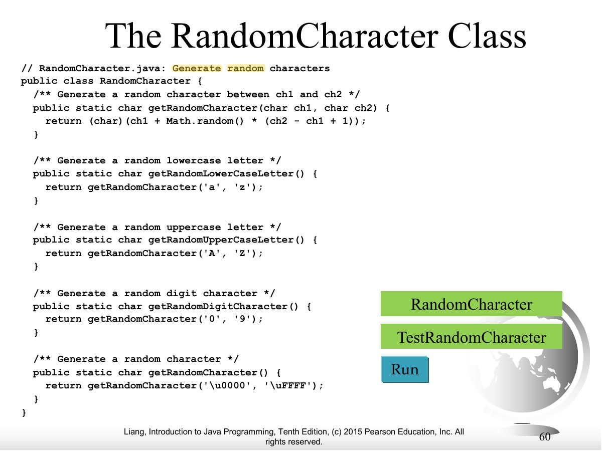 Slide 58: The RandomCharacter Class