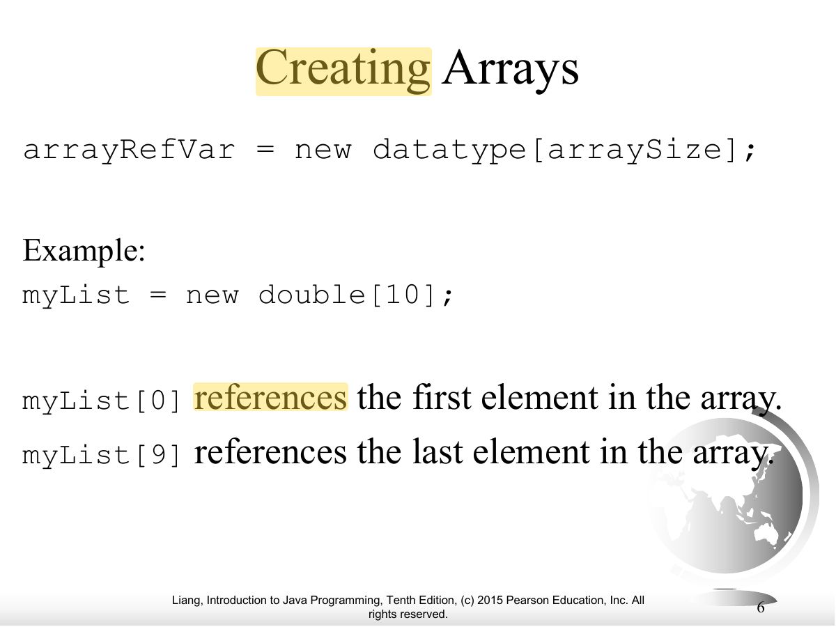Slide 6: Creating Arrays