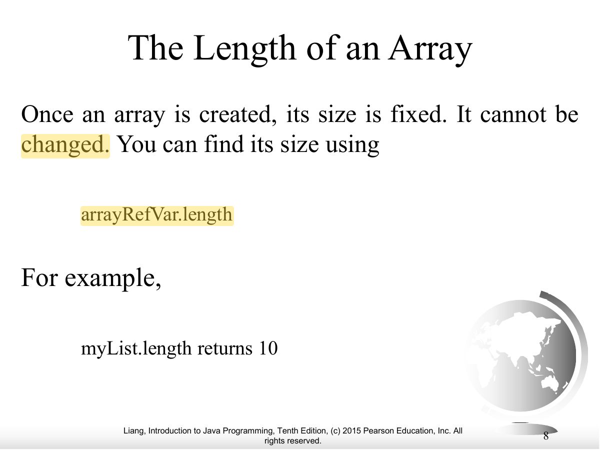 Slide 8: The Length of an Array
