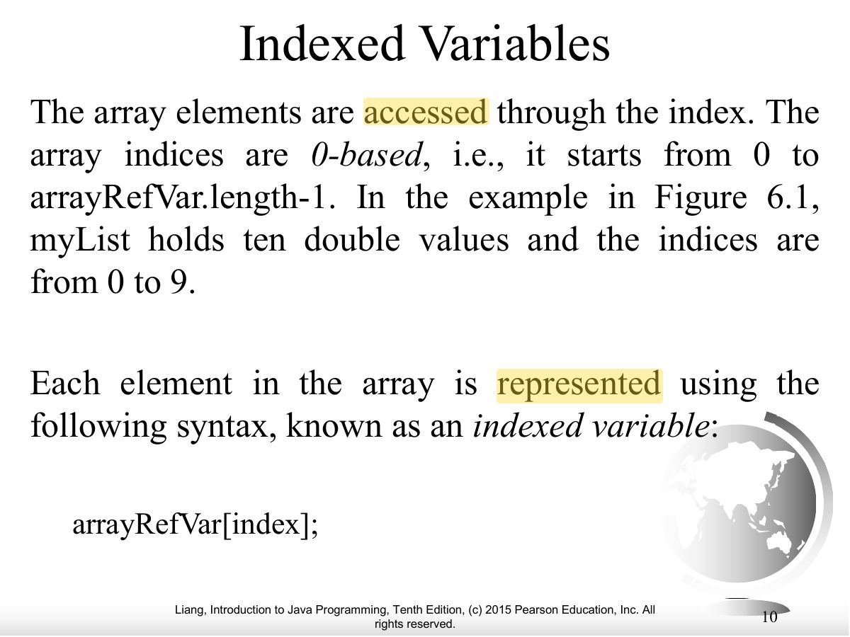 Slide 10: Indexed Variables