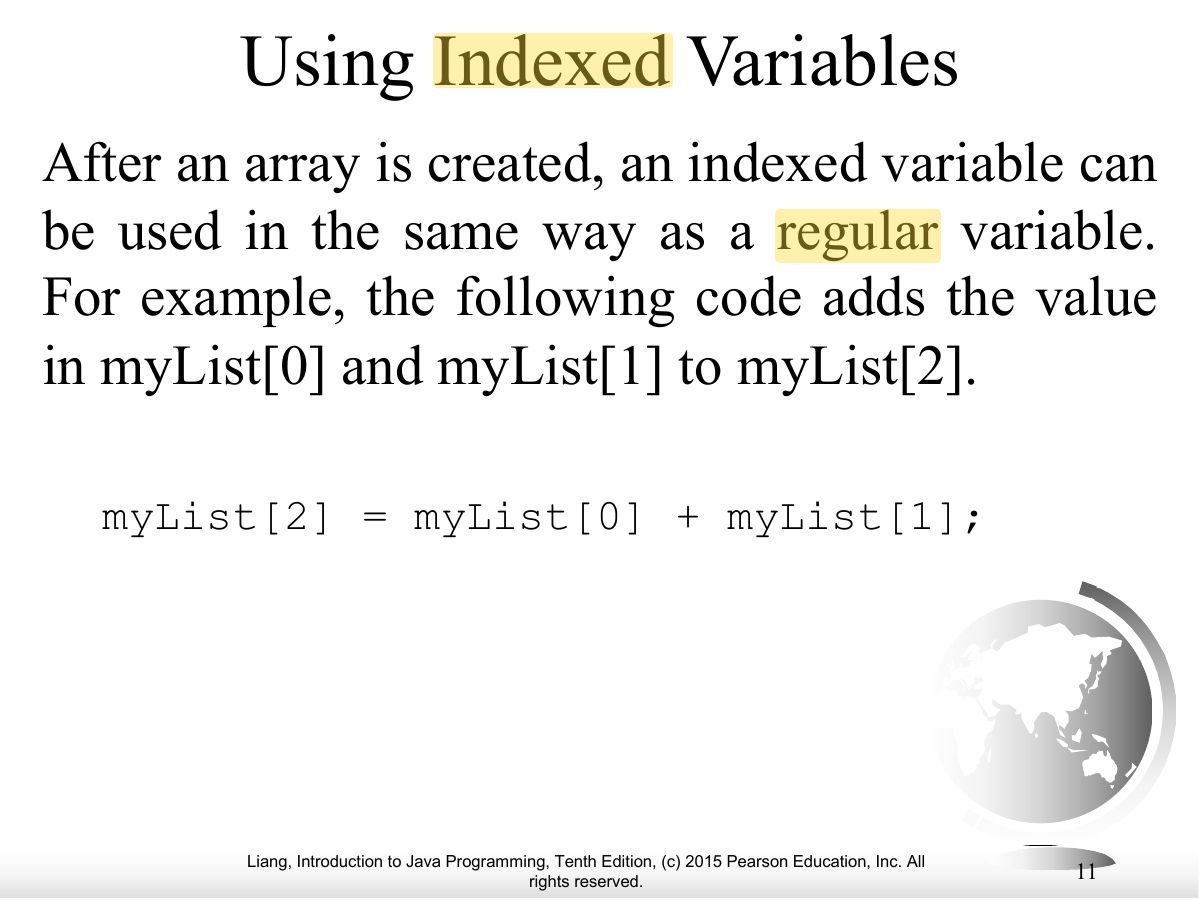 Slide 11: Using Indexed Variables