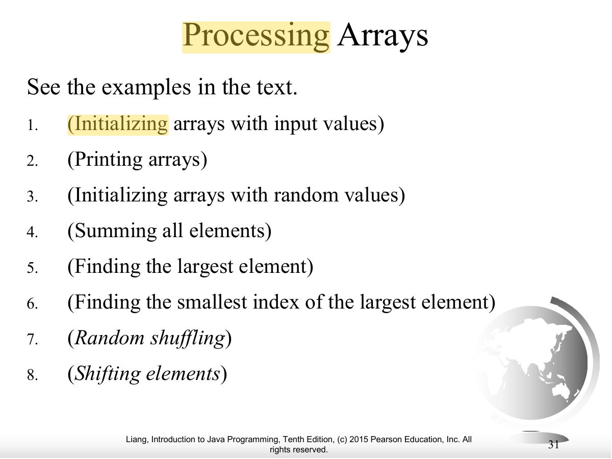 Slide 31: Processing Arrays