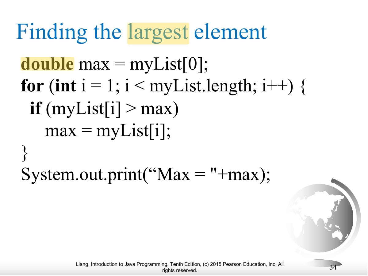 Slide 34: Finding the largest element