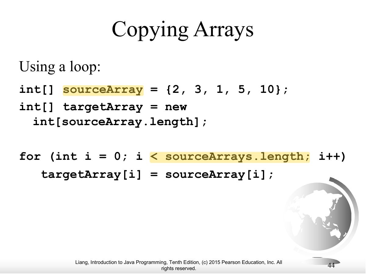 Slide 40: Copying Arrays