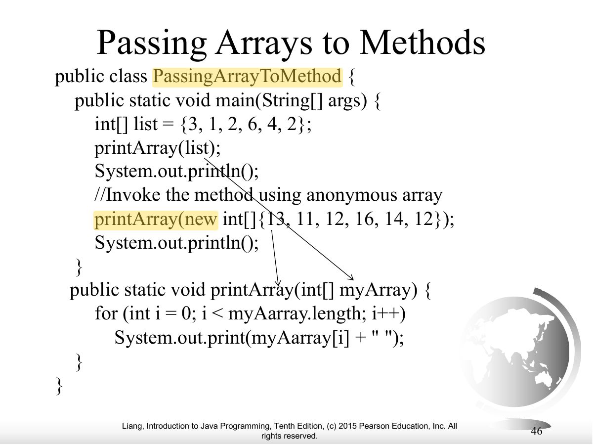 Slide 42: Passing Arrays to Methods