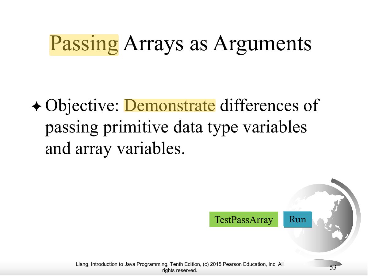 Slide 49: Passing Arrays as Arguments