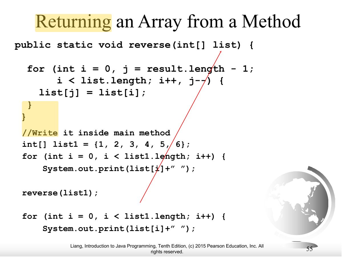 Slide 51: Returning an Array from a Method