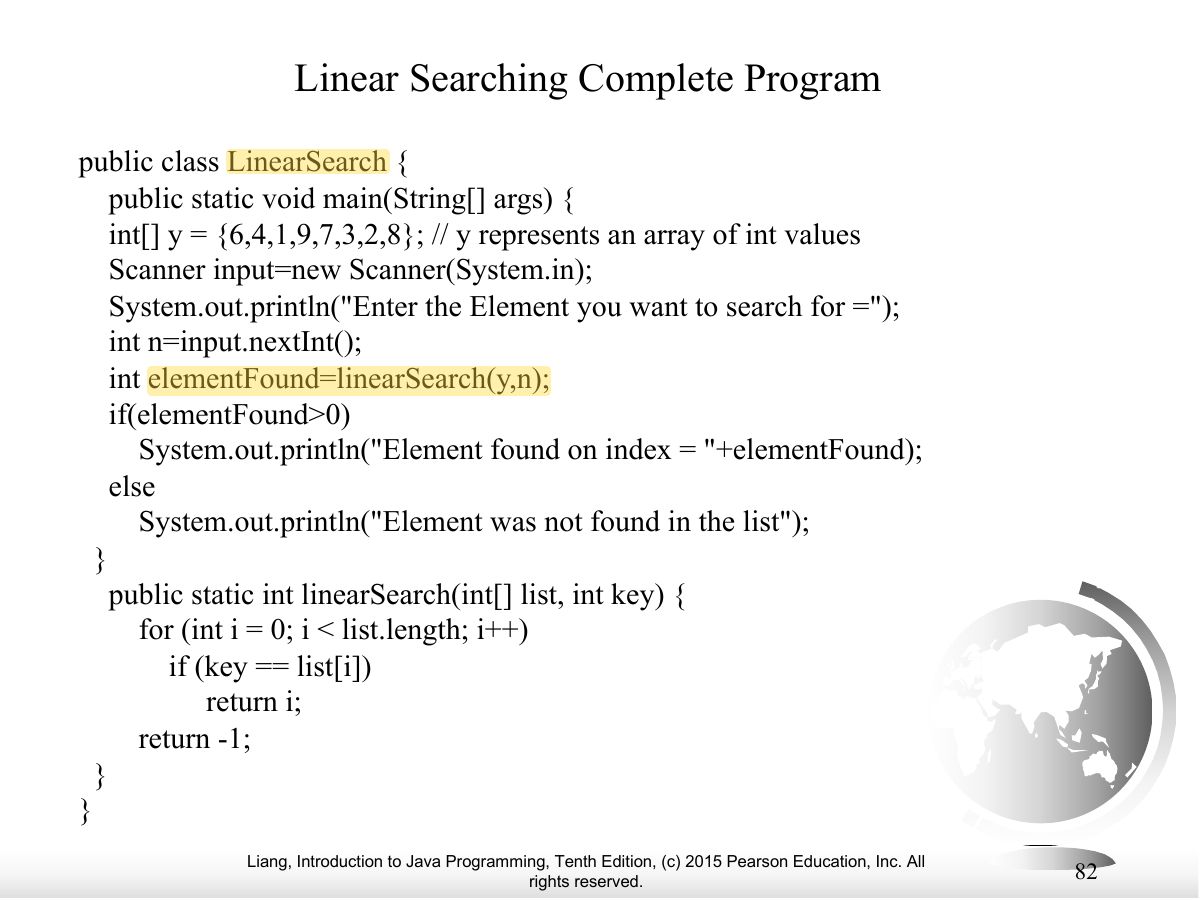 Slide 77: Linear Searching Complete Program