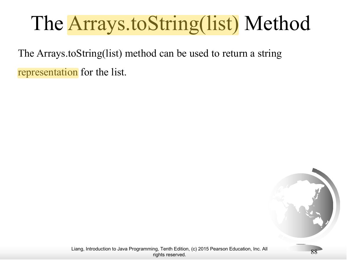 Slide 83: The Arrays.toString(list) Method