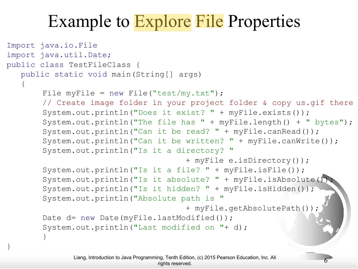 Slide 6: Example to Explore File Properties