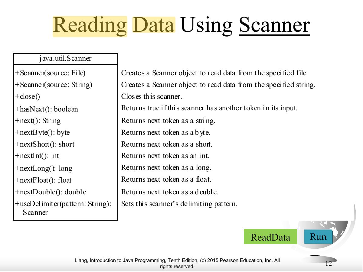 Slide 12: Reading Data Using Scanner